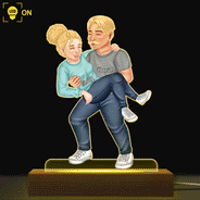 Funny Couple Carrying - Gift For Couples, Husband, Wife - Personalized 3D Led Light Wooden Base