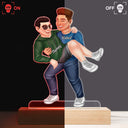 Funny Couple Carrying - Gift For Couples, Husband, Wife - Personalized 3D Led Light Wooden Base