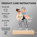 Funny Couple Carrying - Gift For Couples, Husband, Wife - Personalized 3D Led Light Wooden Base