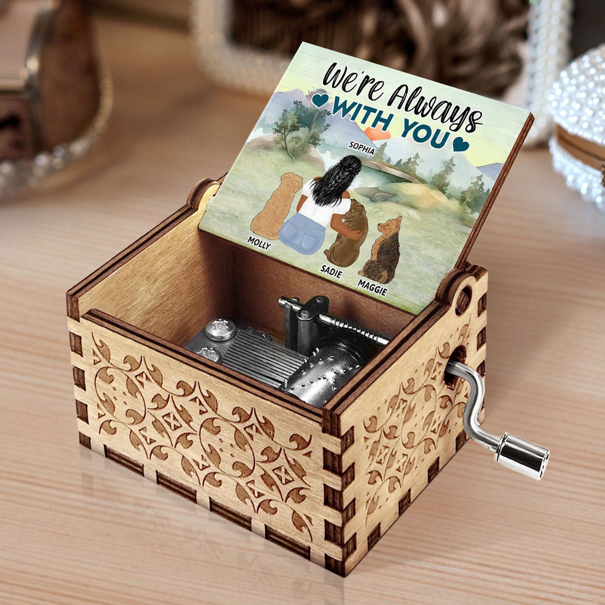 A Bond That Can't Be Broken - Gift For Dog Lovers, Dog Mom - Personalized Spin Button, Hand Crank Music Box