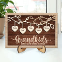 Grandkids Make Life More Grand - Gift For Grandma, Grandpa, Grandparents, Dad, Mom - Personalized 2-Layered Wooden Plaque With Stand