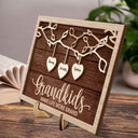 Grandkids Make Life More Grand - Gift For Grandma, Grandpa, Grandparents, Dad, Mom - Personalized 2-Layered Wooden Plaque With Stand