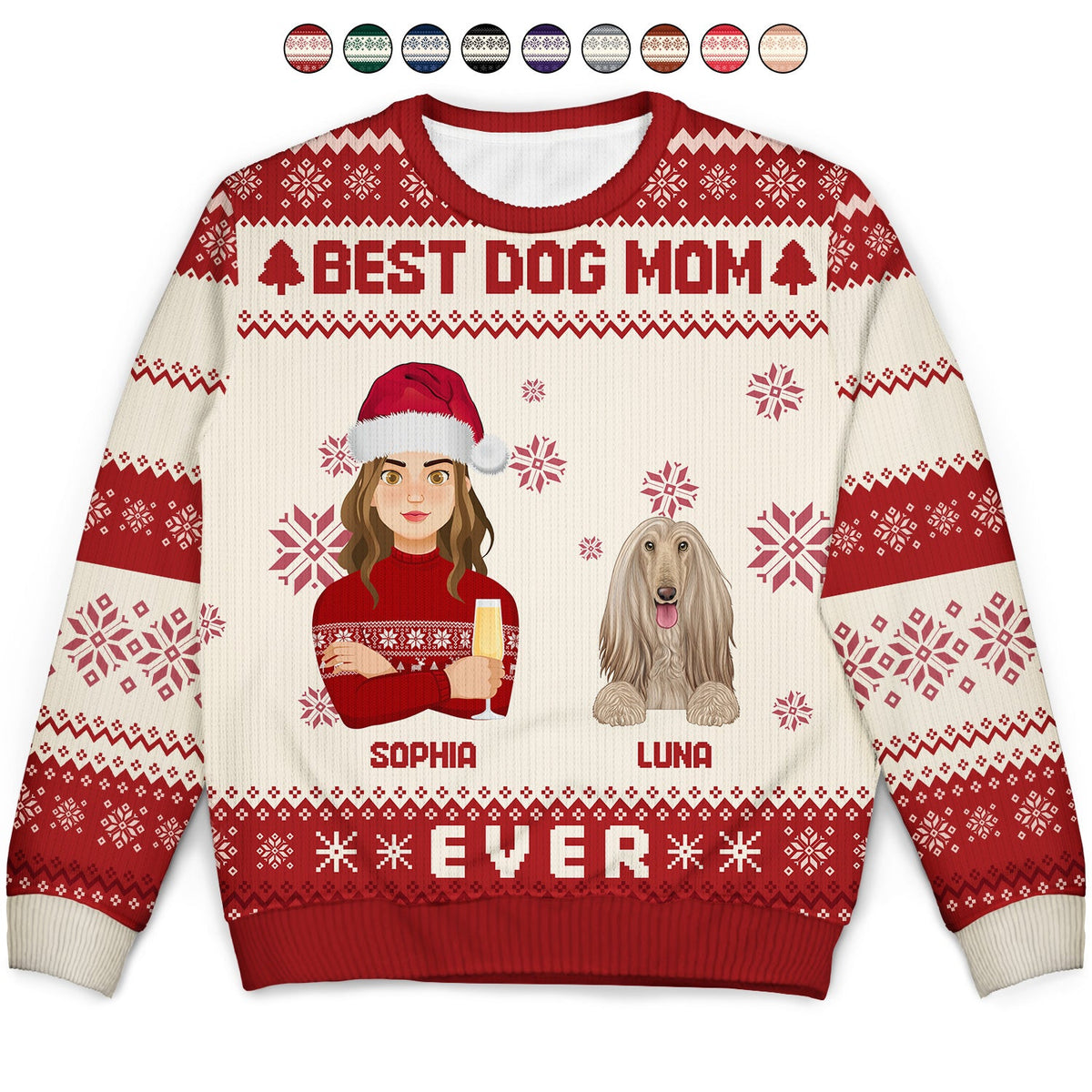 Flat Art Couple Or Single With Pets - Christmas Gift For Pet Lover, Cat Dad, Dog Mom - Personalized Unisex Ugly Sweater