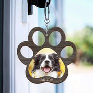 Custom Photo Paw Print - Gift For Cat Lovers, Dog Lovers - Personalized Cutout Wooden Keychain
