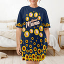 Custom Photo Blessed Mommy Grandma - Gift For Mother, Nana, Auntie - Personalized Women's Sleep Tee