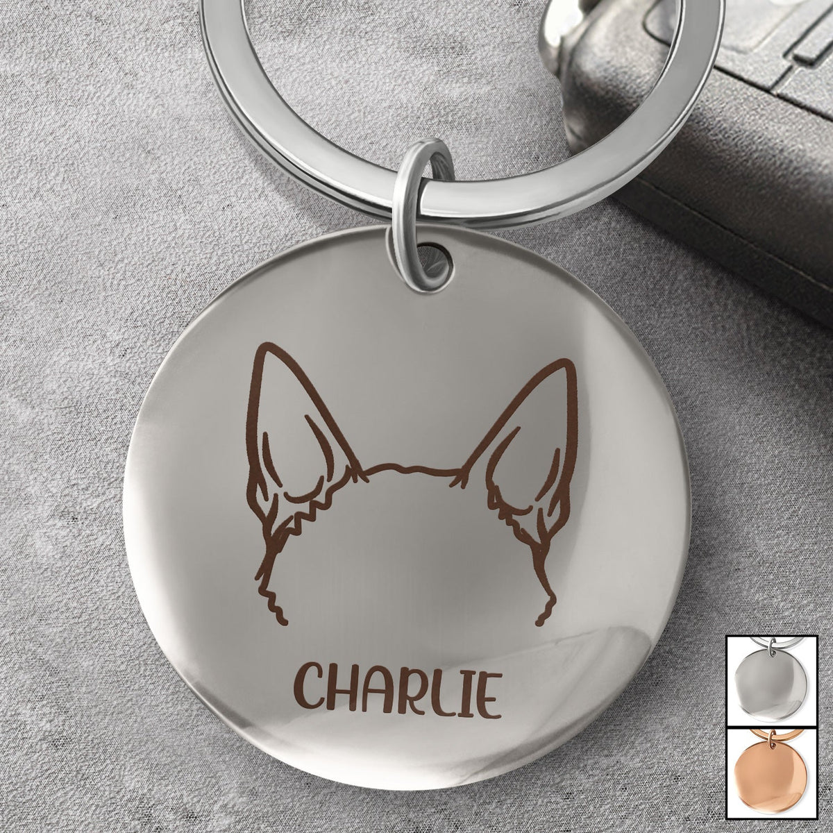 Dog Cat Sketch - Gift For Dog Lovers, Cat Lovers, Dog Mom, Dog Dad - Personalized Keyring
