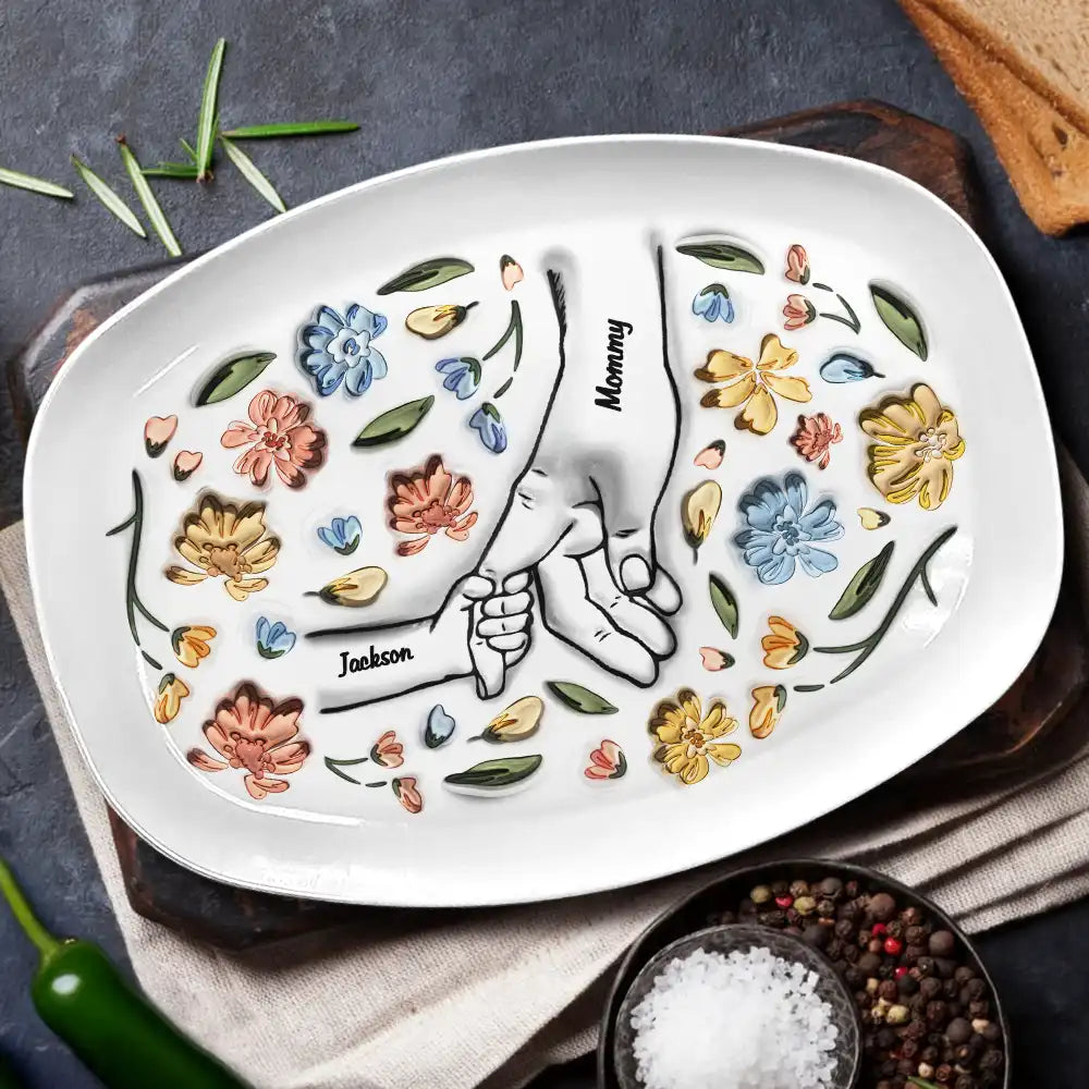 Hand In Hand, I Will Always Protect You - Gift For Mom, Grandma - 3D Inflated Effect Printed Personalized Plate