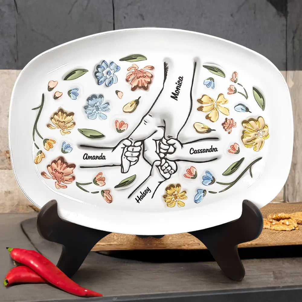 Hand In Hand, I Will Always Protect You - Gift For Mom, Grandma - 3D Inflated Effect Printed Personalized Plate