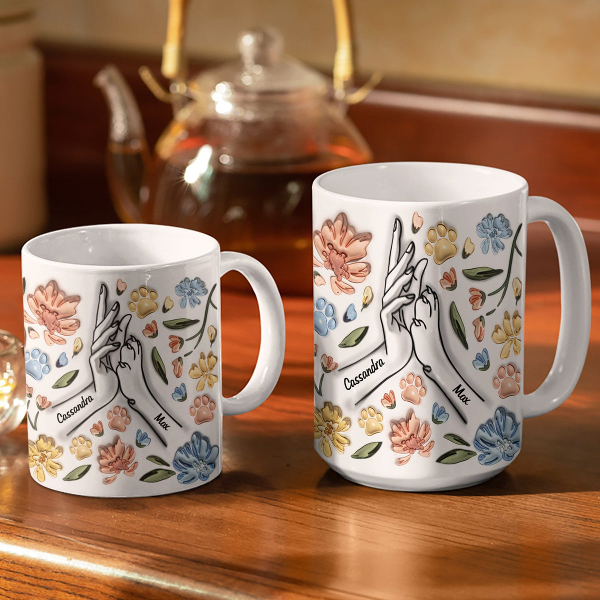 High Five Paw And Hand - Gift For Dog Mom, Dog Lover, Mother, Pet Lovers - 3D Inflated Effect Printed Mug, Personalized White Edge-to-Edge Mug