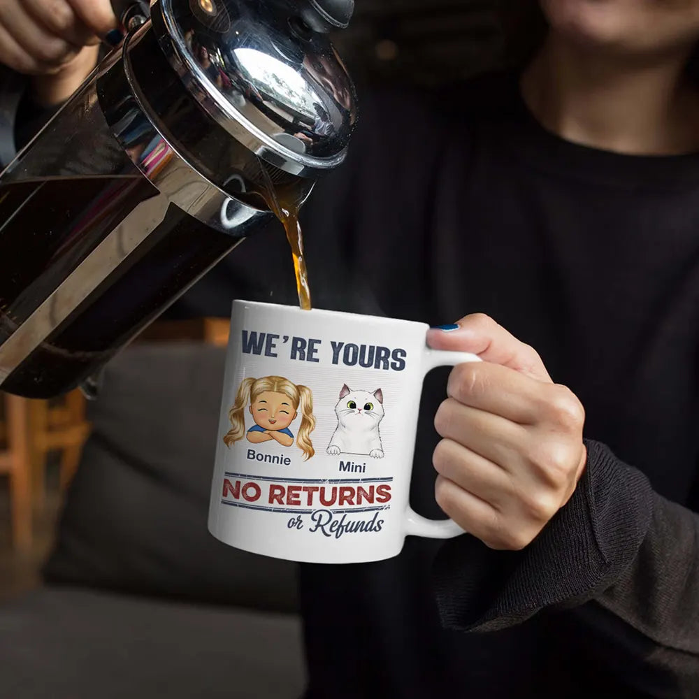 No Returns Or Refunds Chibi Grandkids Dog Cat - Personalized Mug