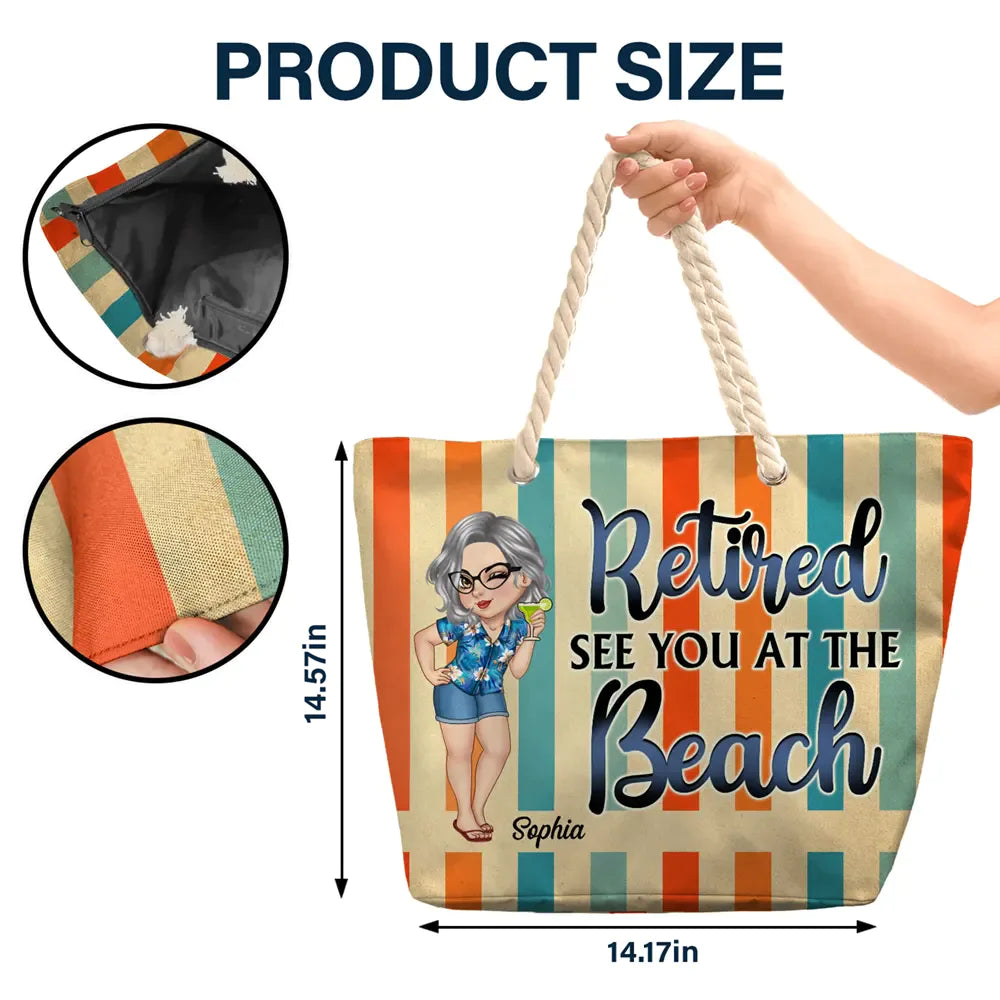 Retired See You At The Beach - Personalized Beach Bag