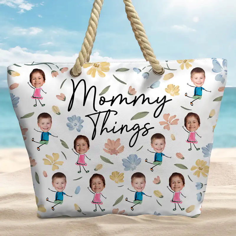 Custom Photo Grandma Things - Personalized Beach Bag