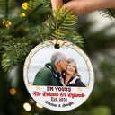 Custom Photo I'm Yours No Returns Or Refunds - Christmas Gift For Couple - Personalized Custom Circle Ceramic Ornament