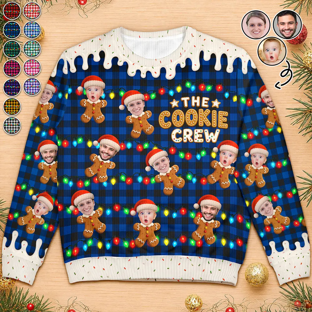 Custom Photo The Cookie Crew Family - Personalized Unisex Ugly Sweater
