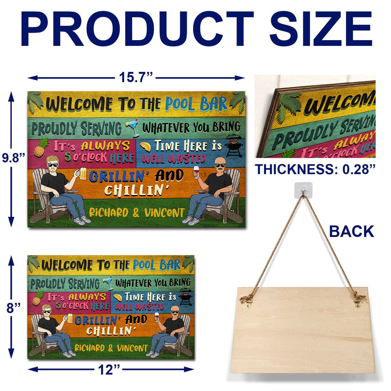 Patio Welcome Grilling Proudly Serving Whatever You Bring Couple Single - Home Decor, Backyard Decor, Gift For Her, Him, Family, Couples, Husband, Wife - Personalized Custom Wood Rectangle Sign