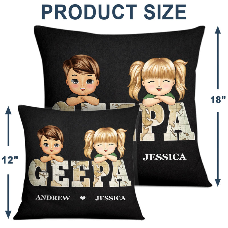 Vintage Map Papa Title - Birthday, Loving Gift For Dad, Father, Papa, Grandpa, Grandfather - Personalized Custom Pillow