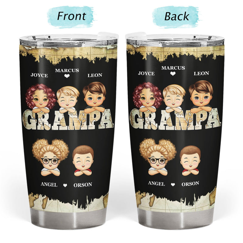 Vintage Map Papa Title - Birthday, Loving Gift For Dad, Father, Papa, Grandpa, Grandfather - Personalized Custom Tumbler