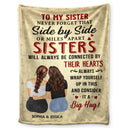 Side By Side Or Miles Apart - Gift For Sisters, Besties, Daughters - Personalized Fleece Blanket