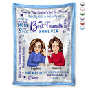 Best Friends Forever Connected By Heart Cartoon - Loving Gifts For Besties - Personalized Fleece Blanket