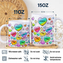 Grandma's Sweethearts Heart By Heart - Gift For Nana, Mom, Mama - 3D Inflated Effect Printed Mug, Personalized White Edge-to-Edge Mug