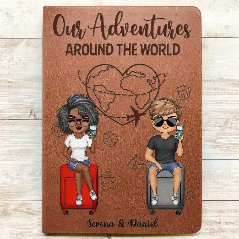 Our Adventures Around The World - Personalized Leather Journal