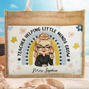Teacher Helping Little Minds Grow - Personalized Jute Tote Bag