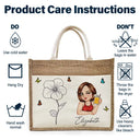 Line Wild Flower Cartoon Woman - Personalized Jute Tote Bag