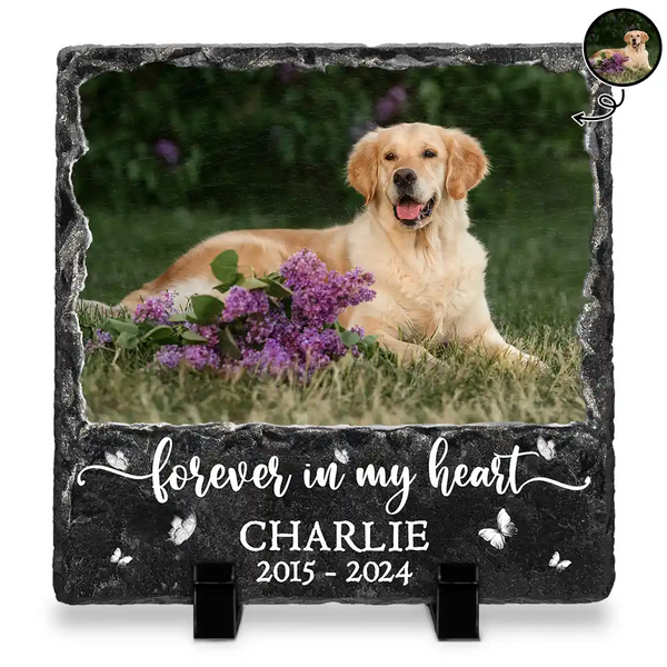 Custom Photo Forever In My Heart - Personalized Rectangle Memorial Garden Stone