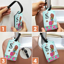 Monogram Floral Tropical Girl - Personalized Luggage Tag