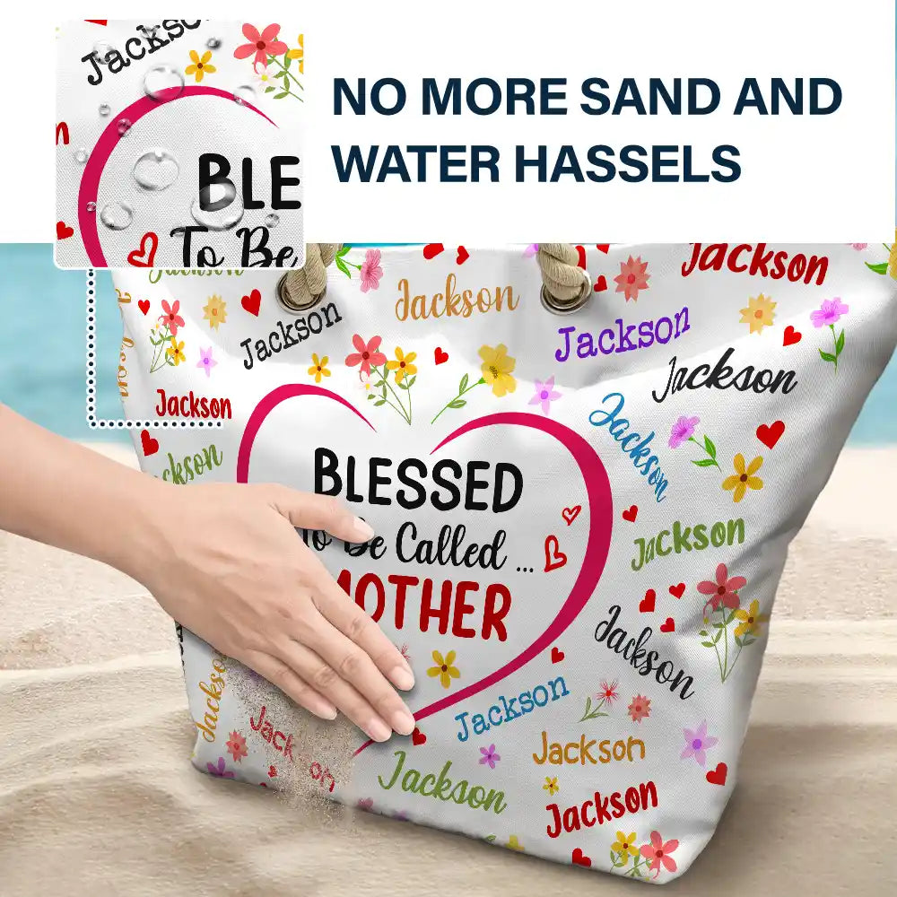 Bless To Be Called Grandma Nana Mom - Personalized Beach Bag