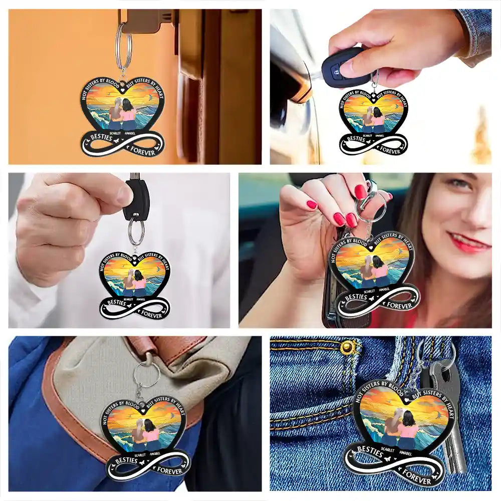 Not Sisters By Blood But Sisters By Heart - Personalized Acrylic Keychain