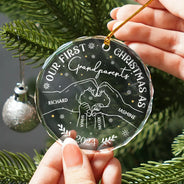 Our First Christmas As Grandparents - Personalized Circle Glass Ornament