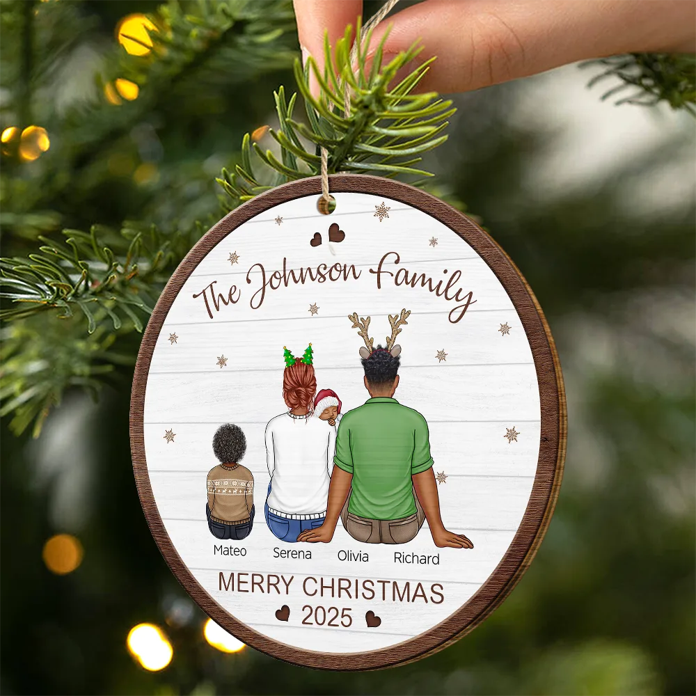Family, Parents, Gift For Kids, Pet Lovers, Dog Lovers, Cat Lovers - Merry Christmas Family With Pets - Personalized Custom Shaped Wooden Ornament