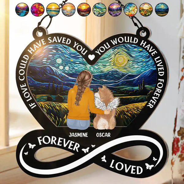 Memorial, Pet Lovers, Dog Lovers, Cat Lovers - You Left Paw Prints In My Heart - Personalized Window Hanging Suncatcher Ornament