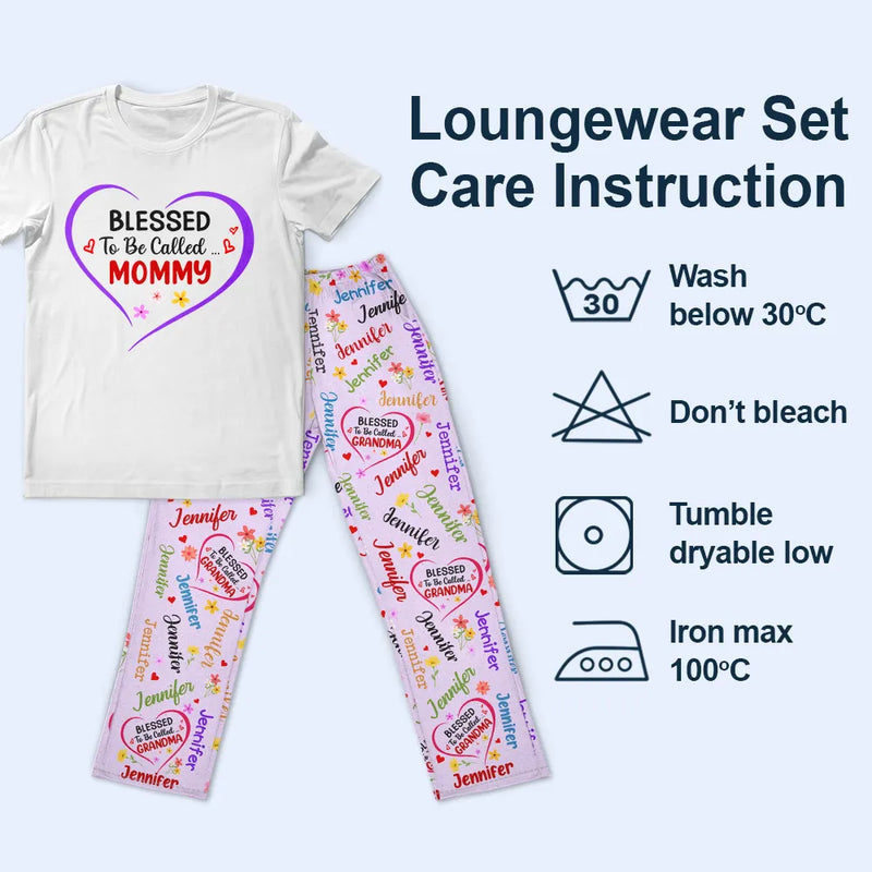 Gift For Grandma, Gift For Mother - Bless To Be Called Grandma Nana Auntie - Personalized Loungewear Set
