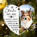Christmas,Custom Photo,Memorial,Pet Lovers,Dog Lovers,Cat Lovers,Sad - Custom Photo Memorial Missed Beyond Words - Personalized Heart Shaped Glass Ornament