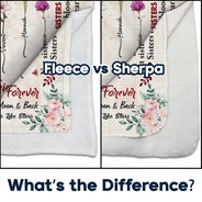 Gift For Bestie - Birth Flower Besties Connected By Heart - Personalized Fleece Blanket, Sherpa Blanket