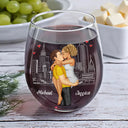 Gift For Couples,Gift For Boyfriend,Gift For Husband,Gift For Wife,Gift For Girlfriend,Love - Kissing Couple In Case I Don't Say It Enough - Personalized Stemless Wine Glass