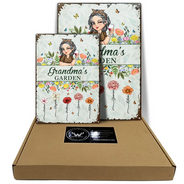 Gift For Grandma,Gardening,Happy,Gift For Mother - Birth Month Flower Grandma's Garden - Personalized Classic Metal Signs