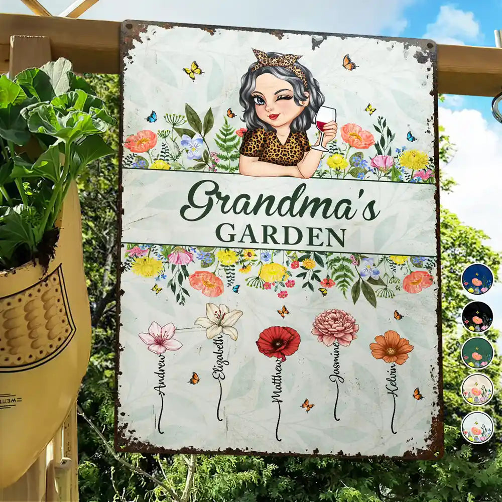 Birth Month Flower Grandma's Garden - Personalized Classic Metal Signs