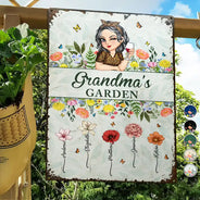 Gift For Grandma,Gardening,Happy,Gift For Mother - Birth Month Flower Grandma's Garden - Personalized Classic Metal Signs