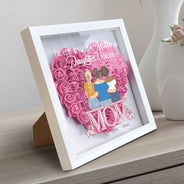 Gift For Mother, Mom, Daughters, Gift For Daughter - Mother & Daughter Forever Linked Together - Personalized Flower Shadow Box
