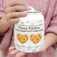 Gift For Mother,Gift For Grandma,Happy - Love Baked Into Every Bite - Personalized Cookie Jar
