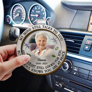Memorial,Sad,Family - Custom Photo Memorial My Mind Still Talks To You - Personalized Custom Shaped Car Visor Clip
