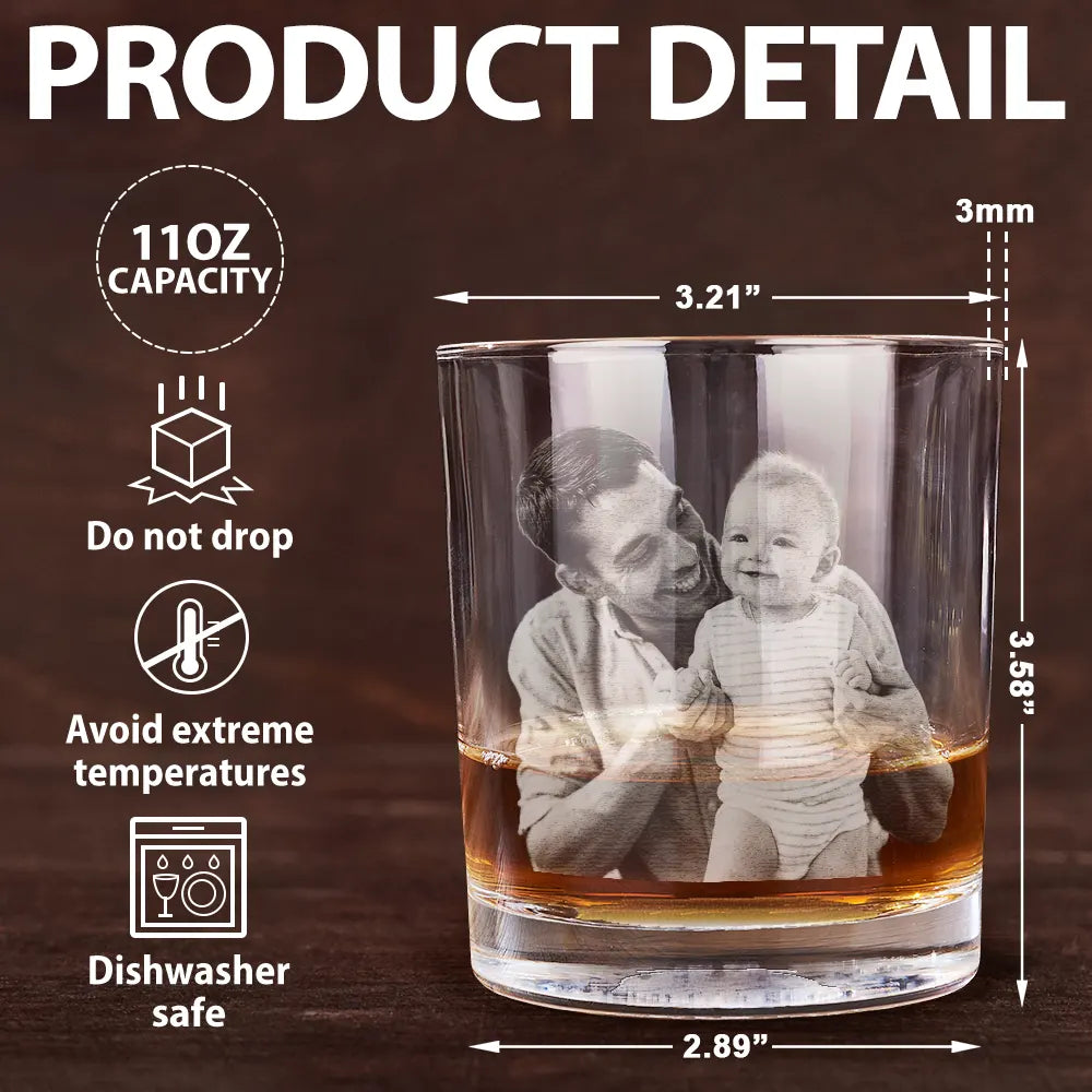 New Dad,New baby,Gift For Father - Custom Photo Our First Father's Day Together - Personalized Engraved Whiskey Glass