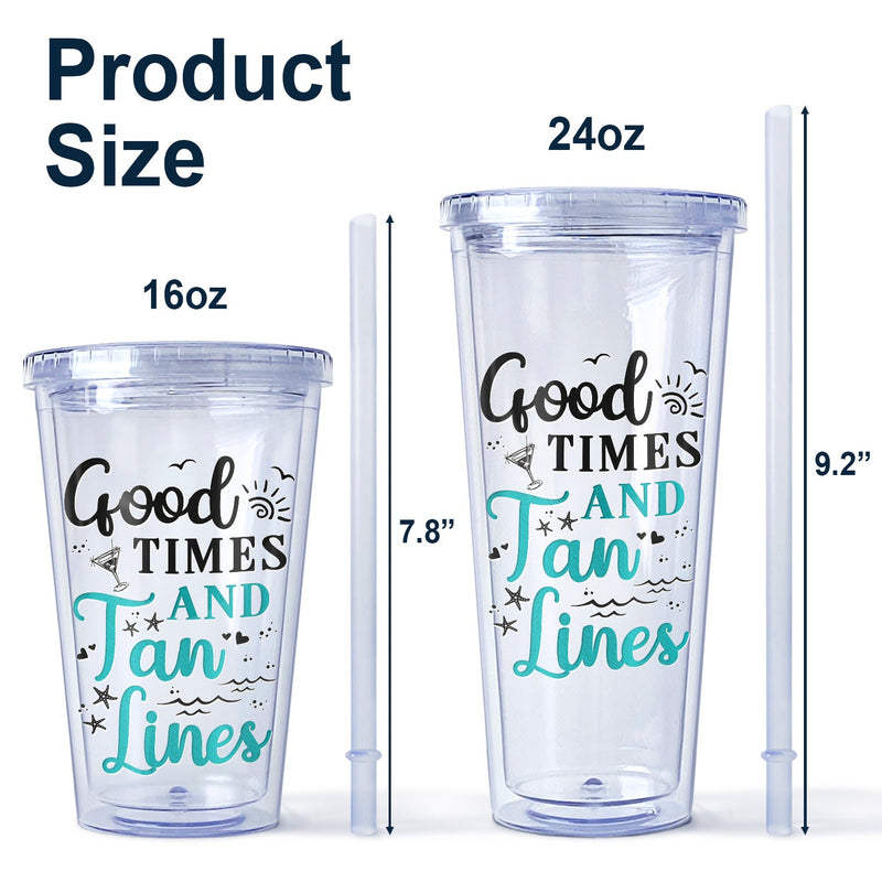 Salty Lil' Beach Tanned And Tipsy Pool Hair Don't Care - Birthday, Anniversary, Travel, Vacation Gift For Girl, Bestie, Sister - Personalized Acrylic Insulated Tumbler With Straw