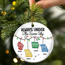 Family,Parents,Gift For Sisters,Gift For Sibling,Gift For Brothers,Love,Christmas,Long Distance - Family Love Knows No Distance - 3D Inflated Effect Printed Ornament, Personalized Circle Ceramic Ornament