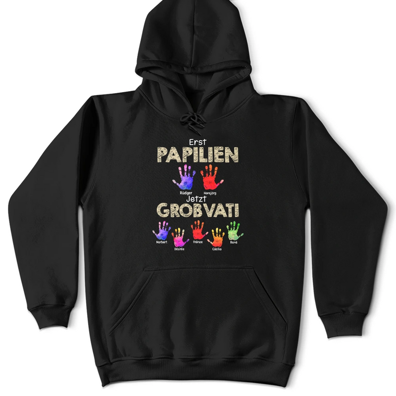 Gift For Father,Gift For Grandpa - Handabdruck Erst Papa Jetzt Opa - Geschenk Für Papa Opa - Personalisiertes T Shirt