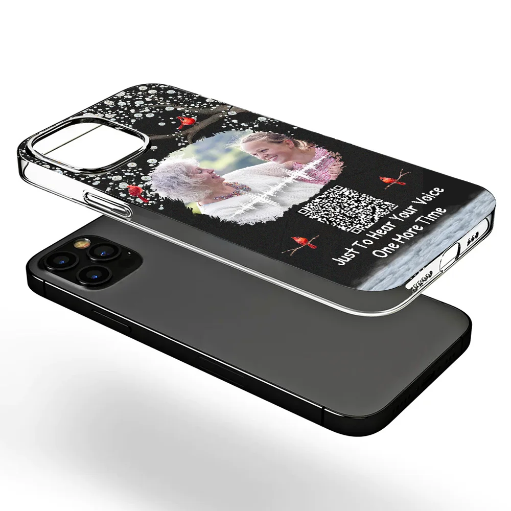 Custom Photo Memorial Soundwave Voice Recording QR Code - Personalized Clear Phone Case