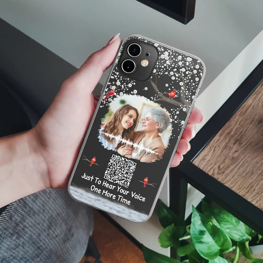 Custom Photo Memorial Soundwave Voice Recording QR Code - Personalized Clear Phone Case